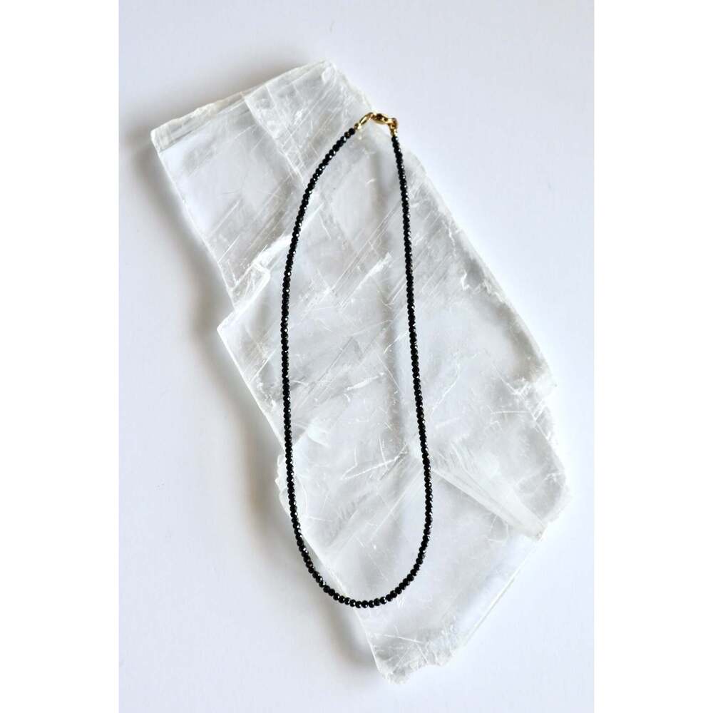 Corvine – Faceted Black Spinel Necklace - 18in, +2in extender
